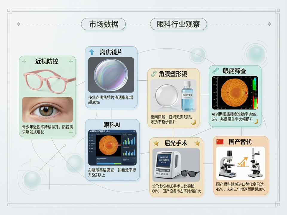 眼科市场数据透视:光学干预渗透提速,眼底AI与国产器械成增长双翼