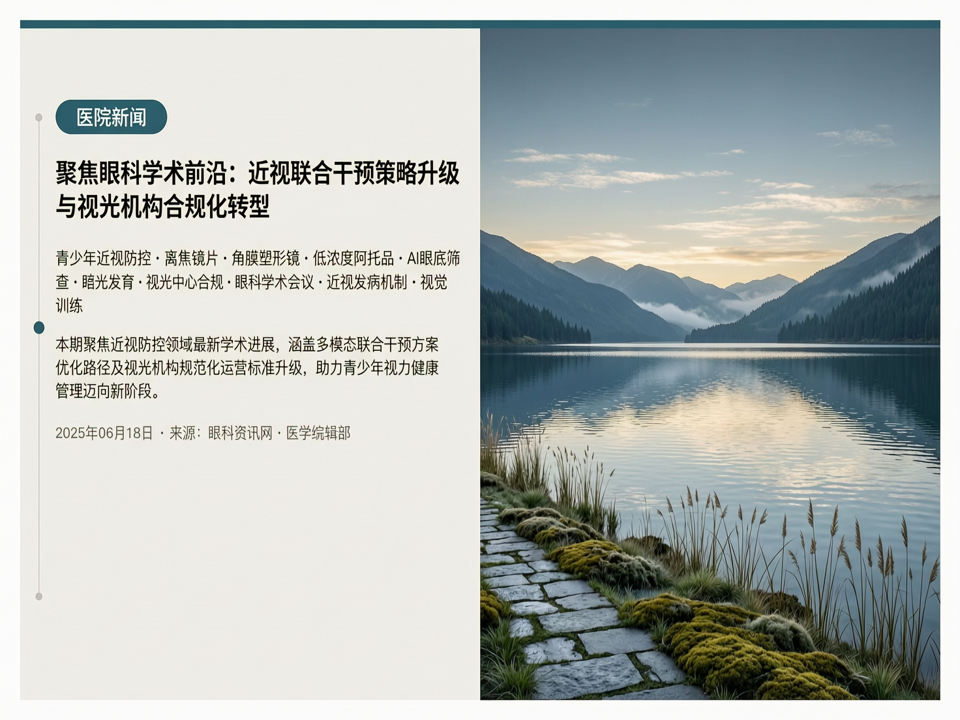 聚焦眼科学术前沿:近视联合干预策略升级与视光机构合规化转型