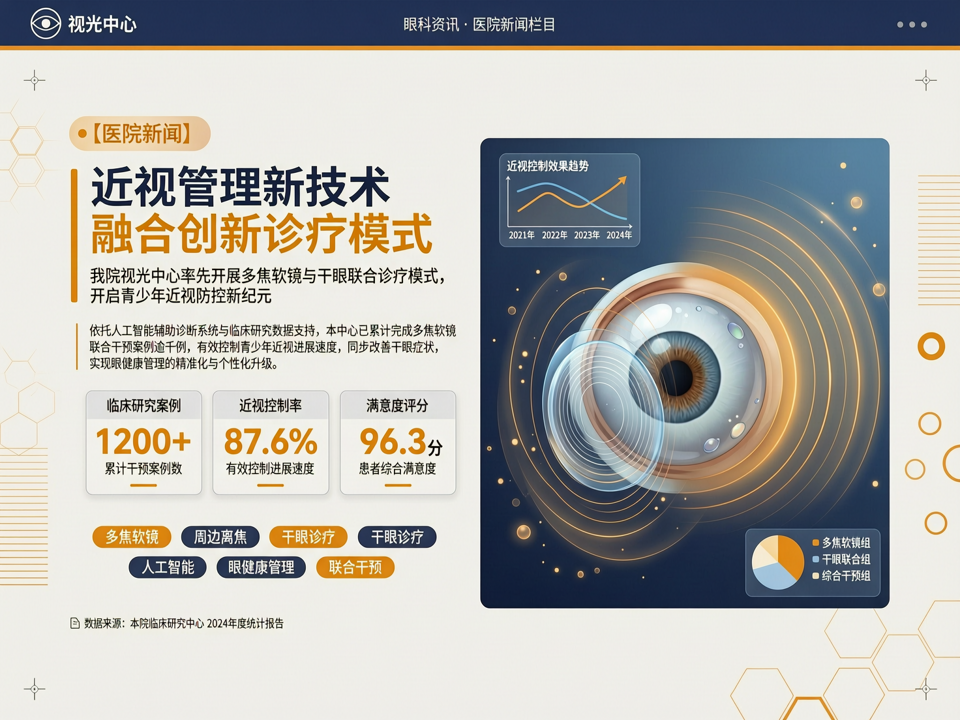 近视管理新技术融合:我院视光中心率先开展多焦软镜与干眼联合诊疗模式
