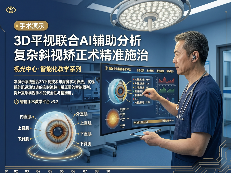 3D平视手术演示系统联合AI辅助分析在复杂斜视矫正术中的应用