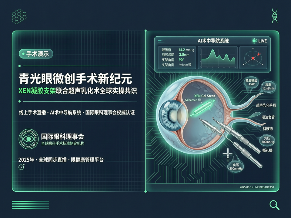 青光眼微创手术新纪元:XEN凝胶支架联合超声乳化术的线上手术演示与全球实操共识