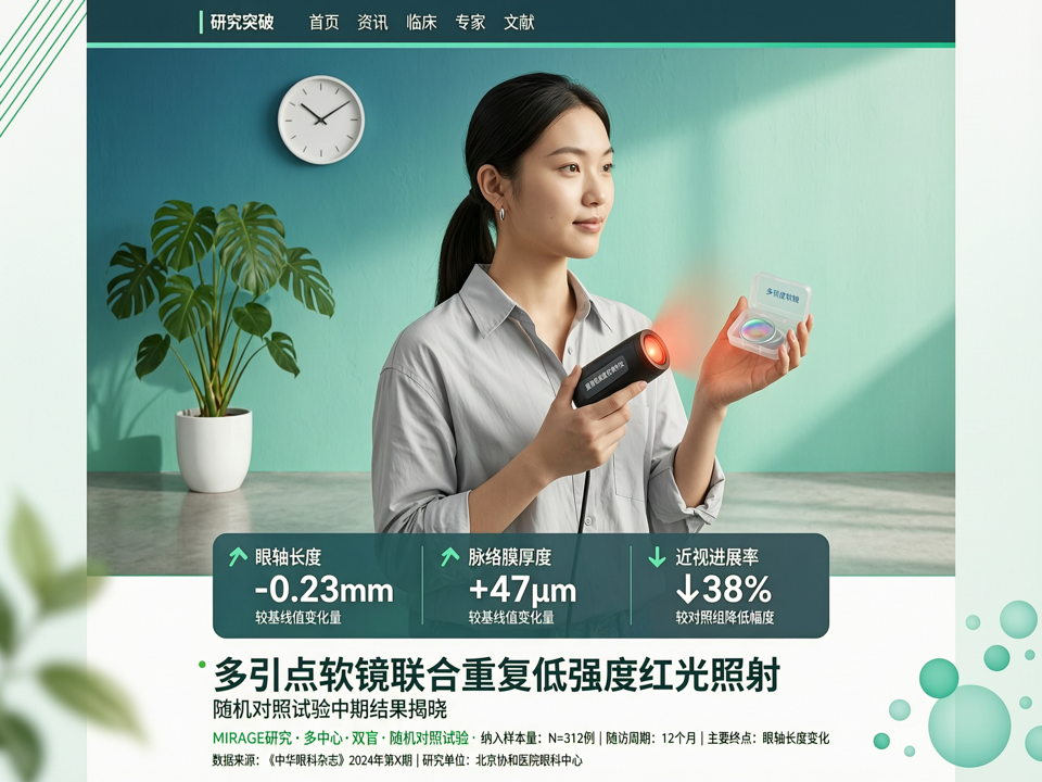光学药物与神经调控新纪元:多焦点软镜联合重复低强度红光照射的随机对照试验中期结果揭晓