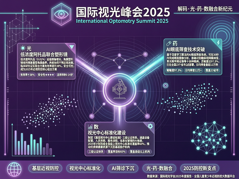国际视光峰会解码“光-药-数”融合:低浓度阿托品联合塑形镜、AI筛诊与基层标准下沉成2025近视防控新支点