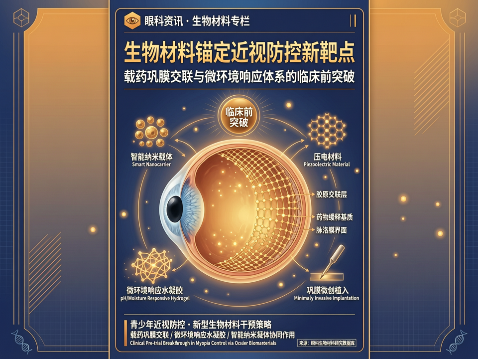 生物材料锚定近视防控新靶点:载药巩膜交联与微环境响应体系的临床前突破