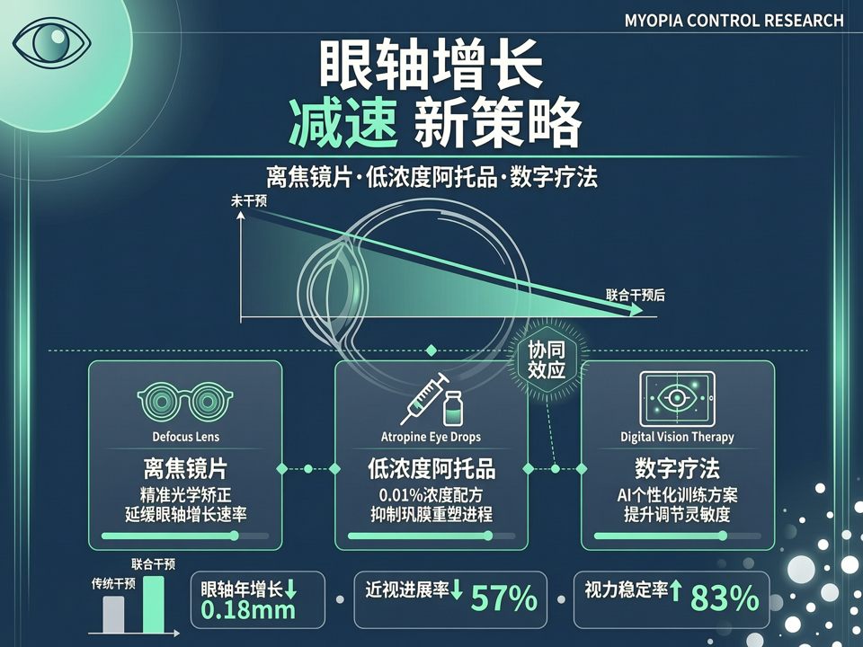 眼轴增长“减速”新策略:离焦镜片、阿托品与数字疗法的协同效应