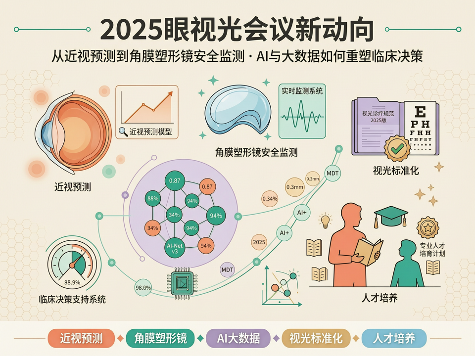 2025眼视光会议新动向:从近视预测到角膜塑形镜安全监测,AI与大数据如何重塑临床决策