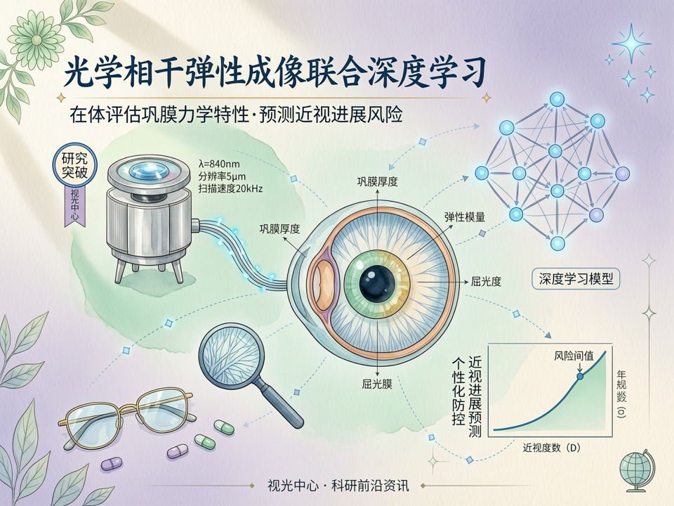 光学相干弹性成像联合深度学习:在体评估巩膜力学特性预测近视进展风险