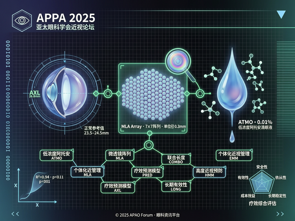 2025亚太眼科学会近视论坛:低浓度阿托品联合微透镜阵列的长期有效性与个体化策略新进展