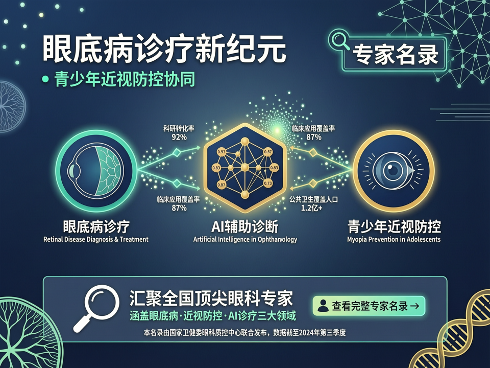 眼底病诊疗新纪元与青少年近视防控协同:【专家名录】如何整合“前沿科研-临床转化-公共卫生”三位一体智库?