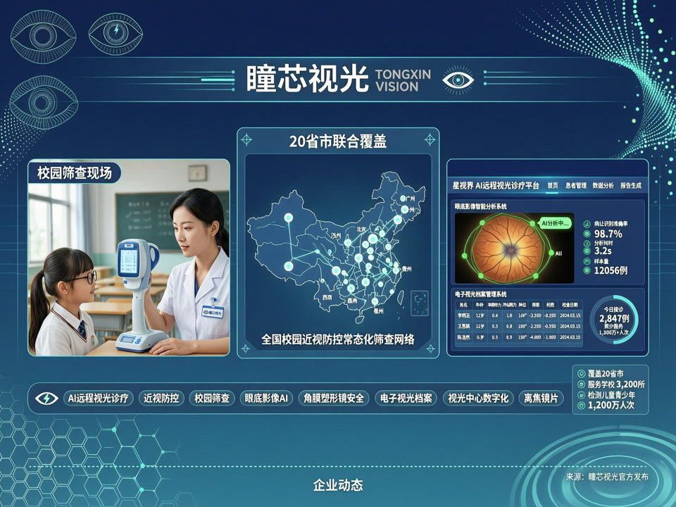 瞳芯视光发布“星视界”AI远程视光诊疗平台,联合20省市启动校园近视防控常态化筛查网络