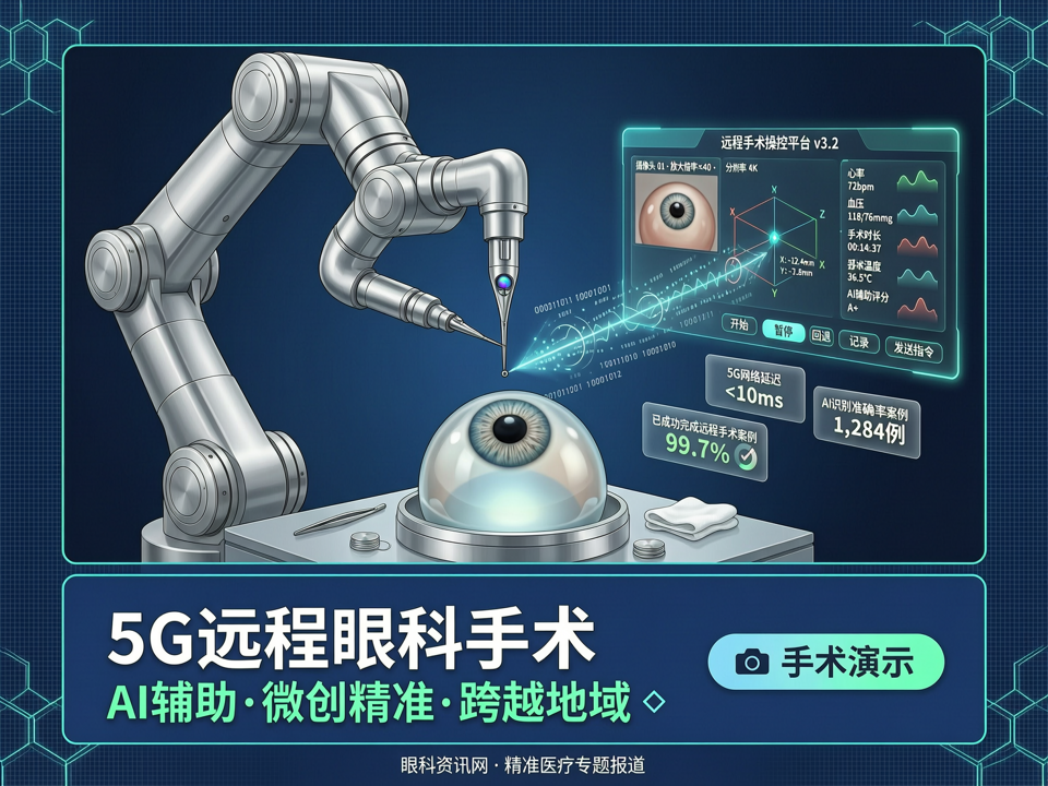 手术机器人辅助远程眼科手术演示:5G+AI融合突破地域限制的精准操作