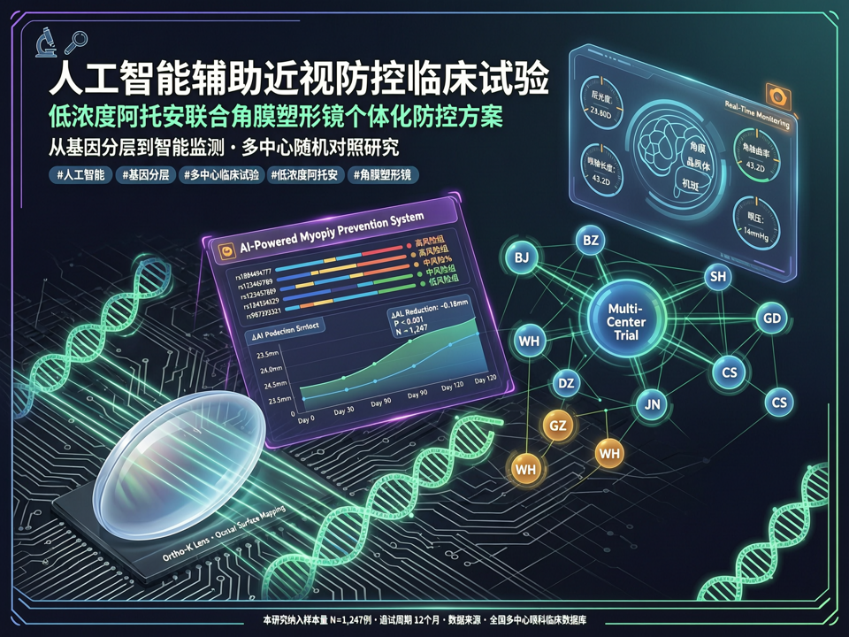 人工智能辅助低浓度阿托品联合角膜塑形镜的个体化近视防控临床试验:从基因分层到智能监测