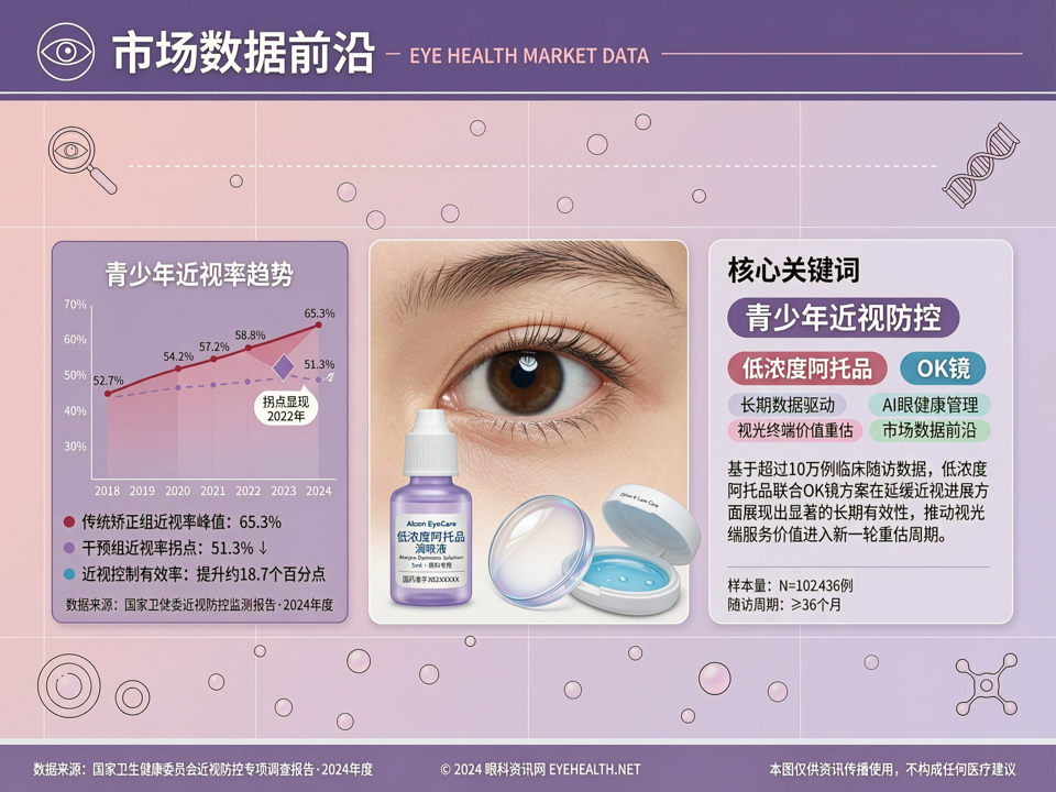 市场数据前沿:青少年近视率拐点初现,低浓度阿托品与OK镜长期数据驱动视光终端价值重估