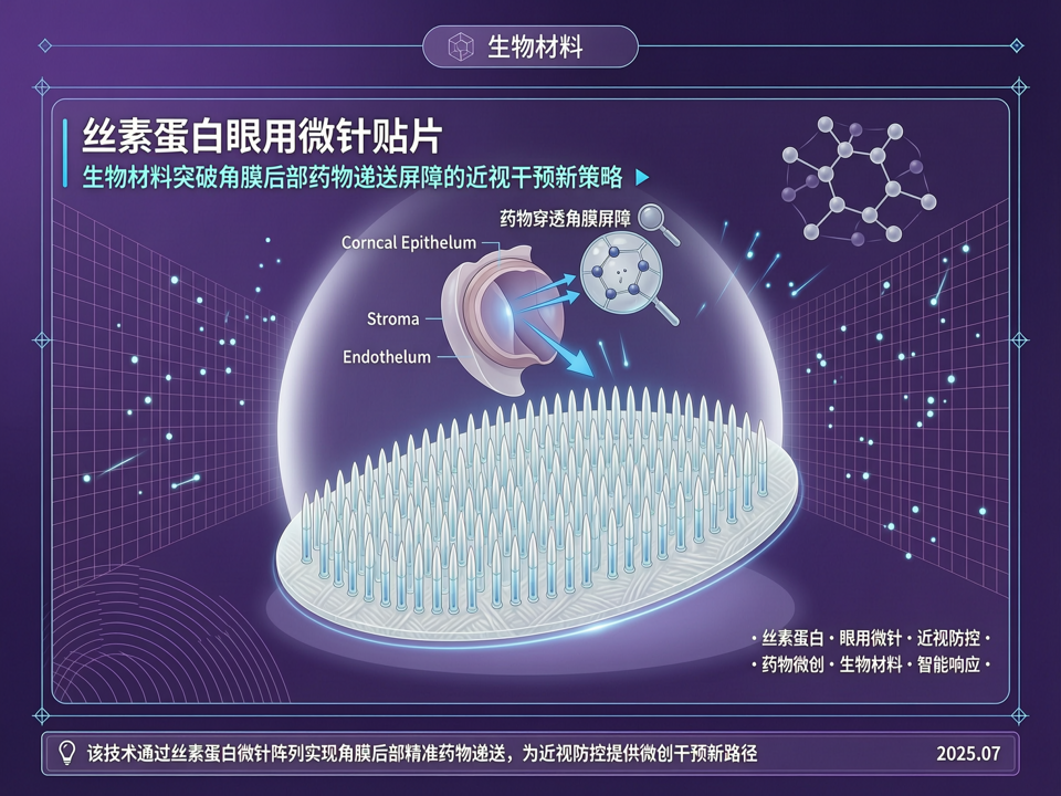 丝素蛋白眼用微针贴片:生物材料突破角膜后部药物递送屏障的近视干预新策略