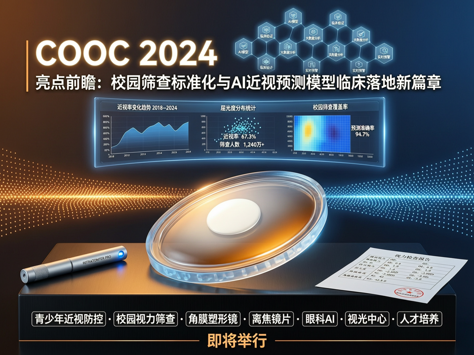 COOC 2024 亮点前瞻:校园筛查标准化与AI近视预测模型临床落地新篇章