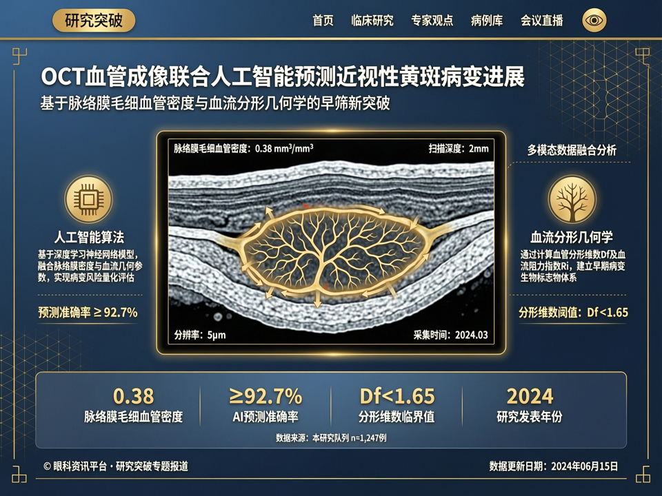 OCT血管成像联合人工智能预测近视性黄斑病变进展:基于脉络膜毛细血管密度与血流几何学的早筛新突破