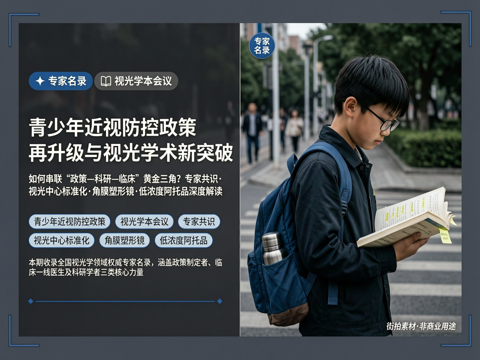 青少年近视防控政策再升级与视光学术新突破:【专家名录】如何串联“政策-科研-临床”黄金三角?