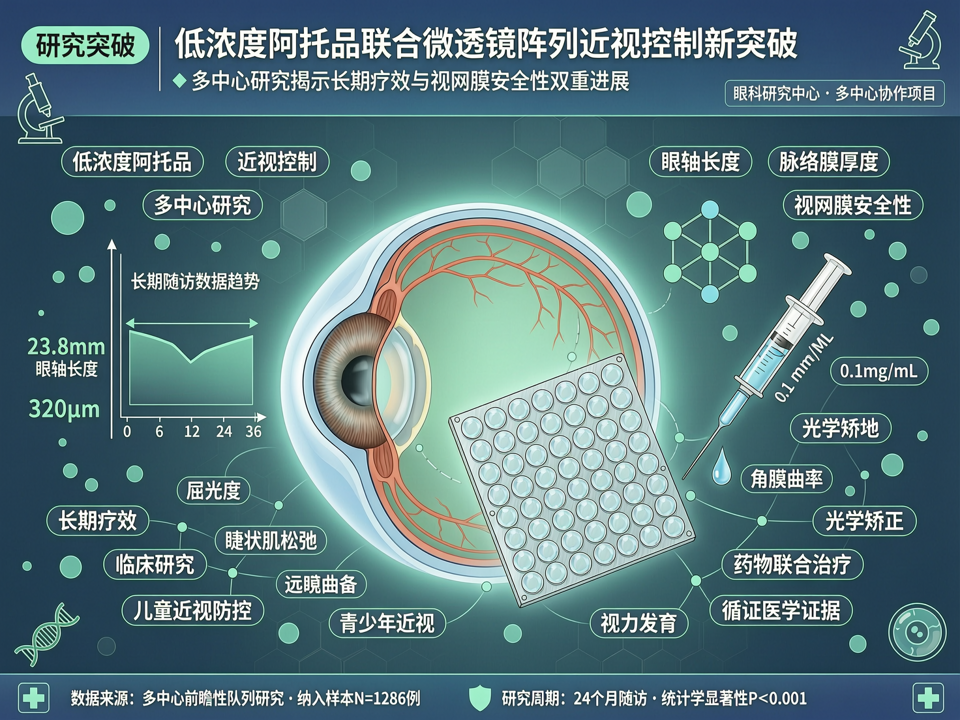 低浓度阿托品联合微透镜阵列:近视控制长期疗效与视网膜安全性多中心研究新突破