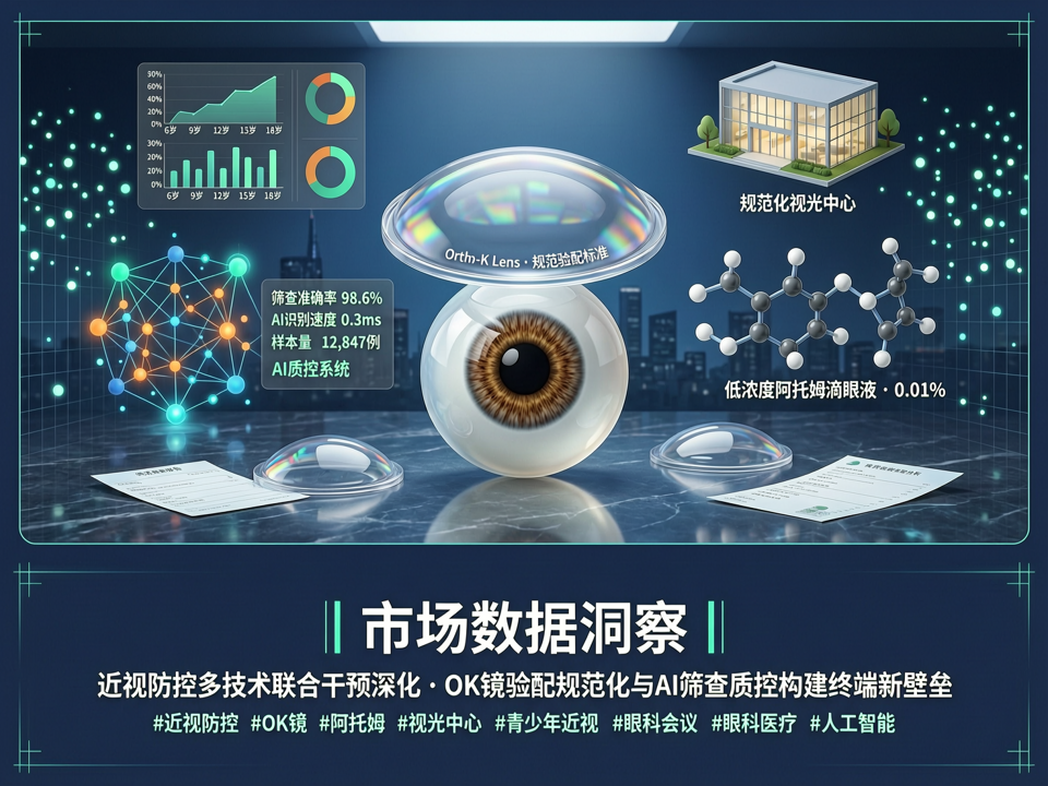 市场数据洞察:近视防控多技术联合干预深化,OK镜验配规范化与AI筛查质控构建终端新壁垒