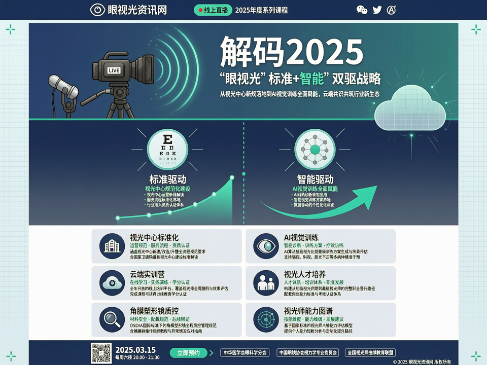 线上直播解码2025眼视光“标准+智能”双驱:从视光中心新规到AI视觉训练落地的云端共识