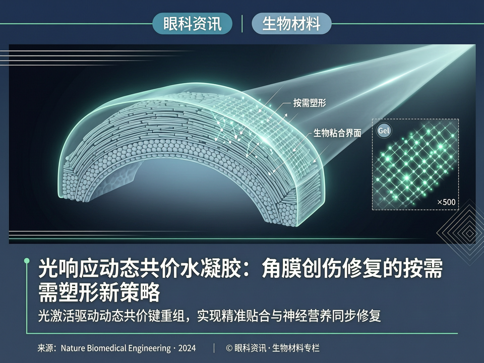 光响应动态共价水凝胶:眼科生物材料在角膜创伤修复中的“按需塑形”新策略