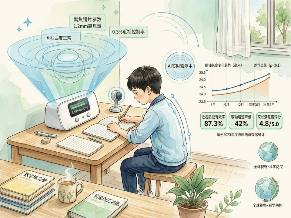 全息离焦读写台与AI坐姿监测联动:青少年近视防控场景化新评测
