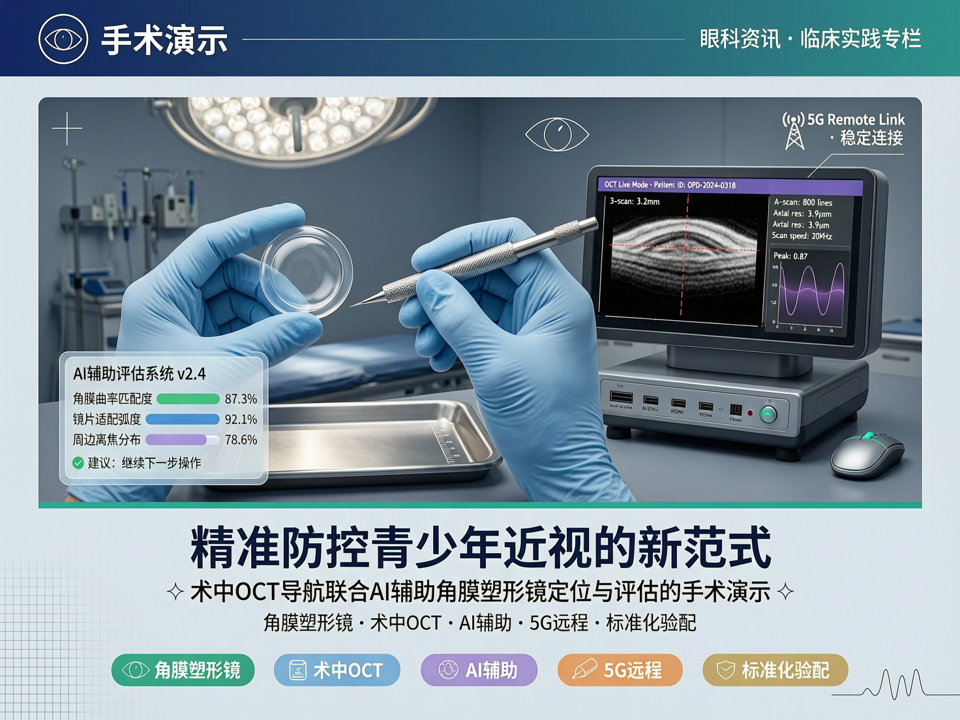 术中OCT导航联合AI辅助角膜塑形镜定位与评估的手术演示:精准防控青少年近视的新范式