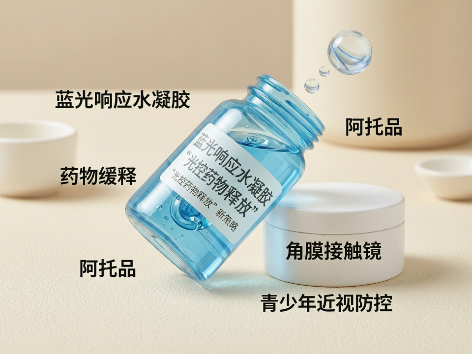 蓝光响应水凝胶在青少年近视防控中的“光控药物释放”新策略