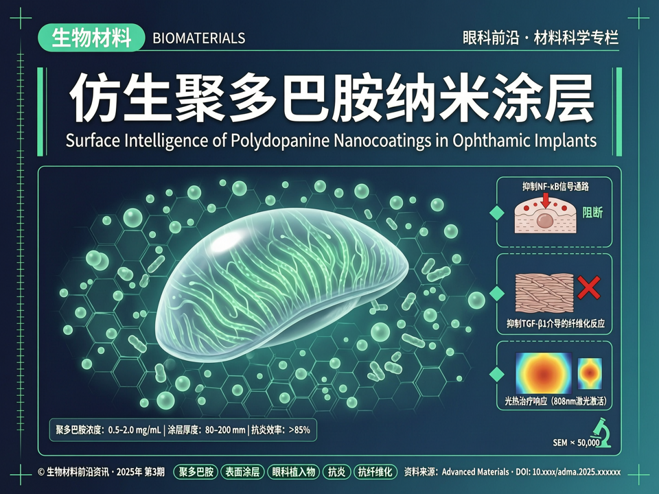 仿生聚多巴胺纳米涂层:眼用生物材料在抗炎与抗纤维化中的“表面智能”新策略