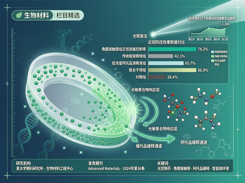 光控释药角膜接触镜:眼科生物材料在近视防控与视疲劳管理中的“智能微环境”新突破