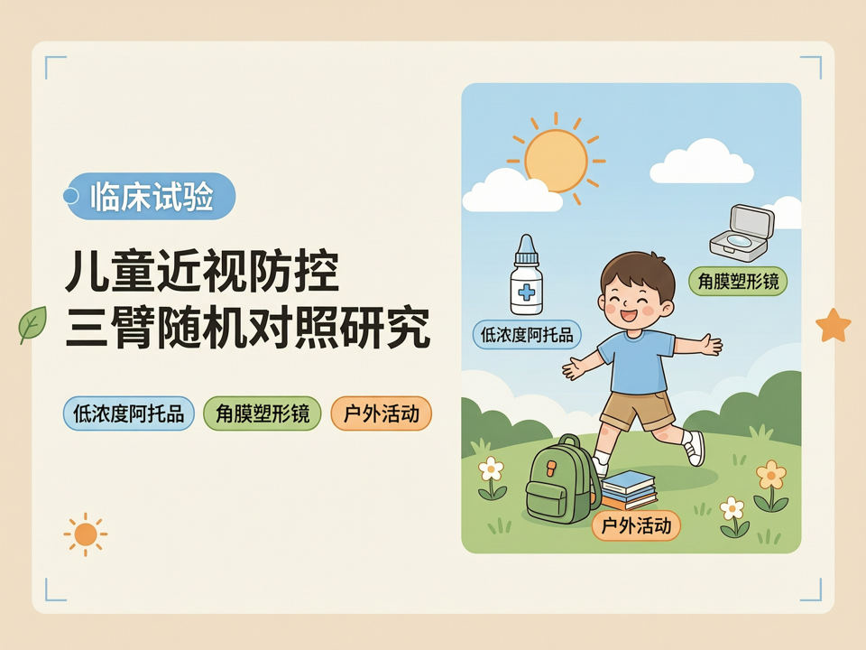 临床试验中的儿童近视防控:低浓度阿托品联合角膜塑形镜与户外活动的三臂随机对照研究