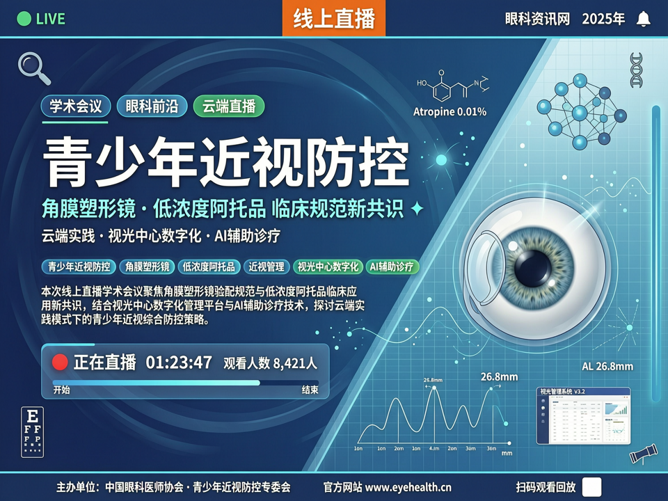 线上直播解码青少年近视防控:角膜塑形镜与低浓度阿托品临床规范新共识与云端实践