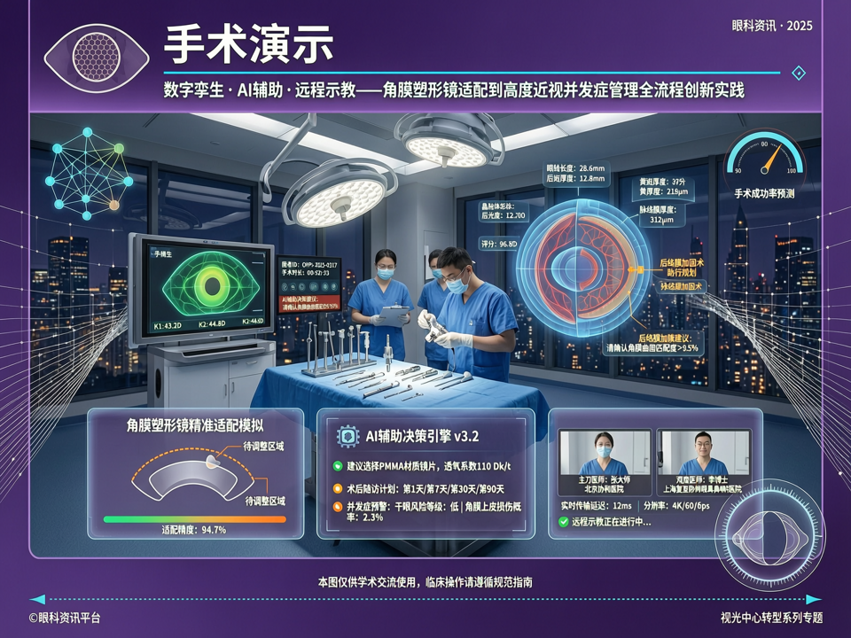 手术演示融合数字孪生与AI:从角膜塑形镜精准适配到高度近视并发症管理的全流程创新