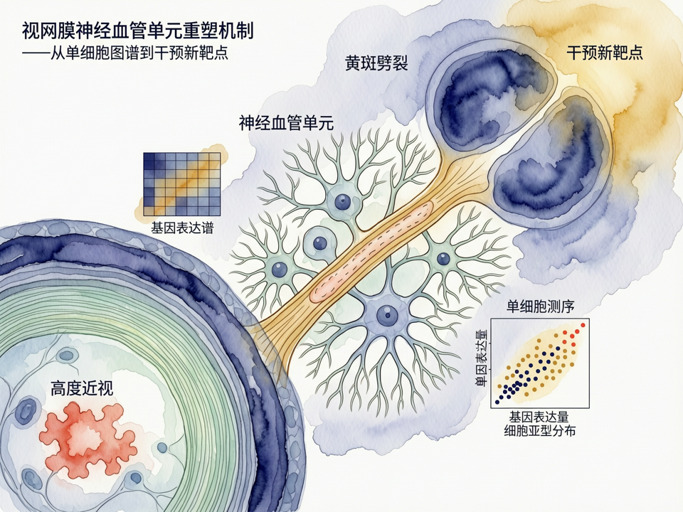 视网膜神经血管单元在高度近视黄斑劈裂中的重塑机制:从单细胞图谱到干预新靶点