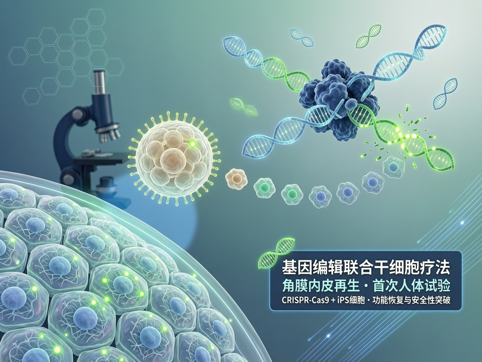基因编辑联合干细胞疗法修复角膜内皮:首次人体试验显示功能恢复与安全性突破