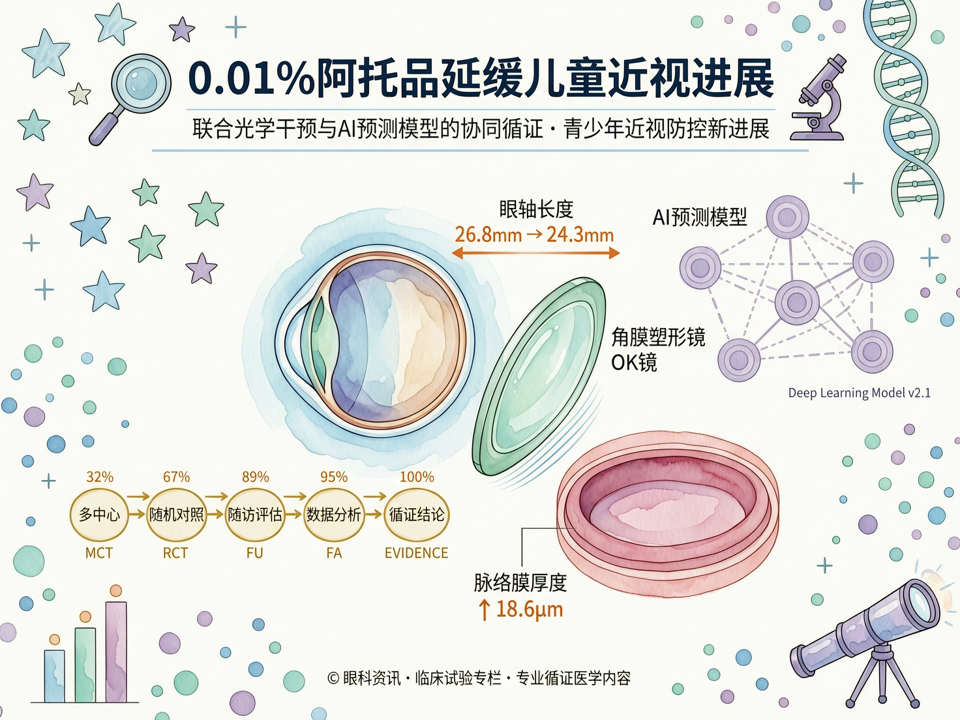 0.01%阿托品延缓儿童近视进展的多中心临床试验新进展:联合光学干预与AI预测模型的协同循证