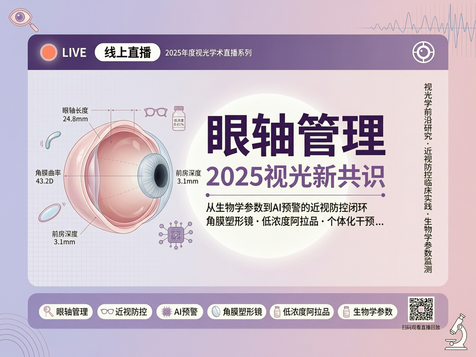 线上直播聚焦2025视光“眼轴管理”新共识:从生物学参数到AI预警的近视防控闭环