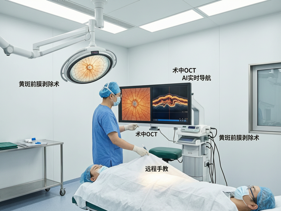 眼底手术联合术中OCT与AI实时导航演示:从黄斑前膜剥除到远程示教的精准闭环