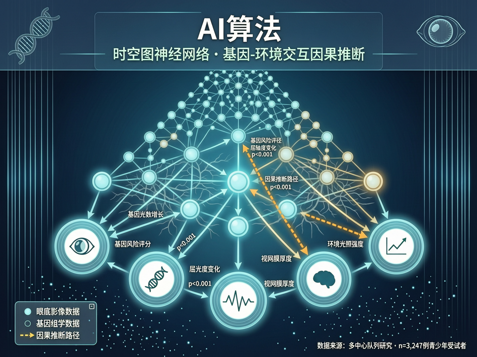 时空图网络融合眼底影像与基因数据:AI算法预测青少年近视进展的因果路径