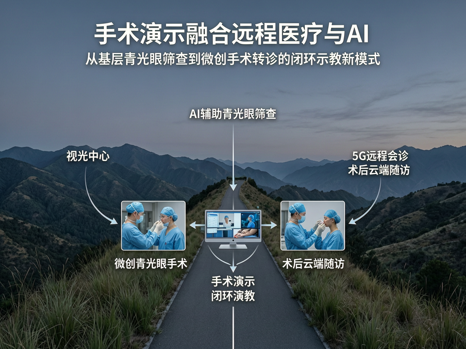 手术演示融合远程医疗与AI:从基层青光眼筛查到微创手术转诊的闭环示教新模式