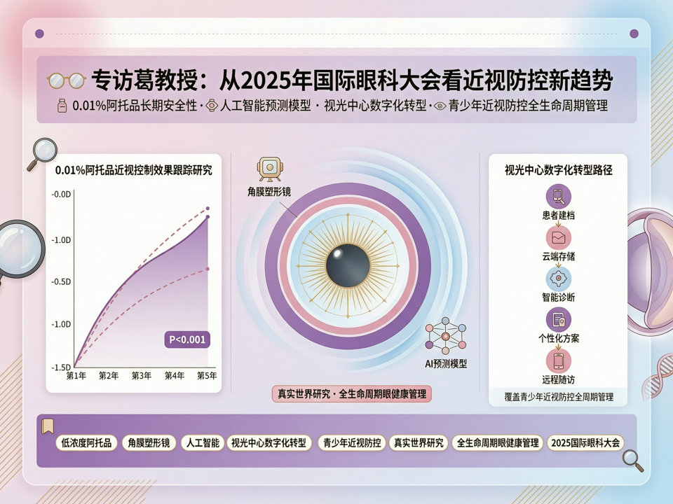 专访葛教授:从2025年国际眼科大会看近视防控新趋势——0.01%阿托品长期安全性、人工智能预测与视光中心数字化转型