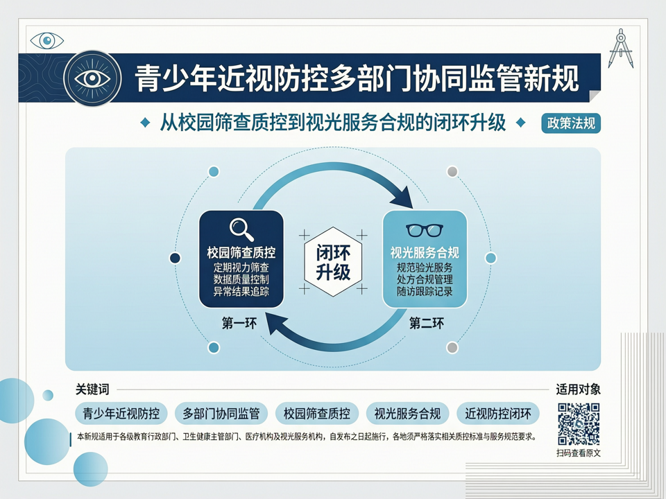 青少年近视防控多部门协同监管新规:从校园筛查质控到视光服务合规的闭环升级