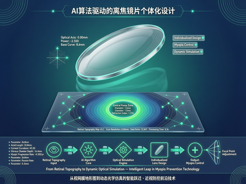 AI算法驱动的离焦镜片个体化设计:从视网膜地形图到动态光学仿真的智能跃迁