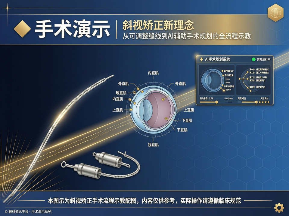 手术演示聚焦斜视矫正新理念:从可调整缝线到AI辅助手术规划的全流程示教