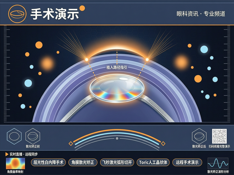 手术演示聚焦屈光性白内障手术联合角膜散光矫正:从飞秒激光弧形角膜切开到Toric人工晶状体植入的精准整合