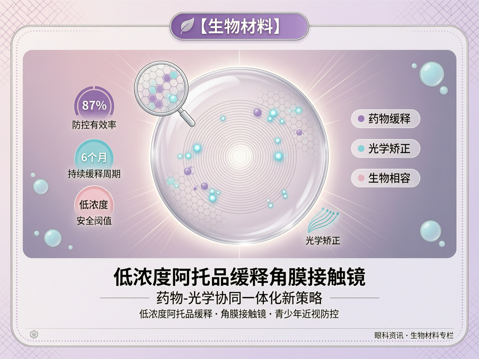 低浓度阿托品缓释角膜接触镜:生物材料在青少年近视防控中的“药物-光学”协同一体化新策略