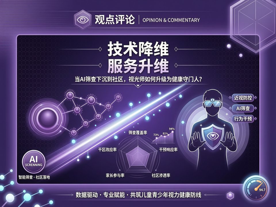近视防控“技术降维”与“服务升维”:当AI筛查下沉到社区,视光师如何从“数据搬运工”升级为“健康守门人”?