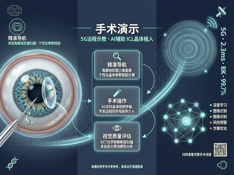 手术演示融合5G远程示教与AI辅助ICL晶体植入:从精准导航到术后视觉质量评估的闭环
