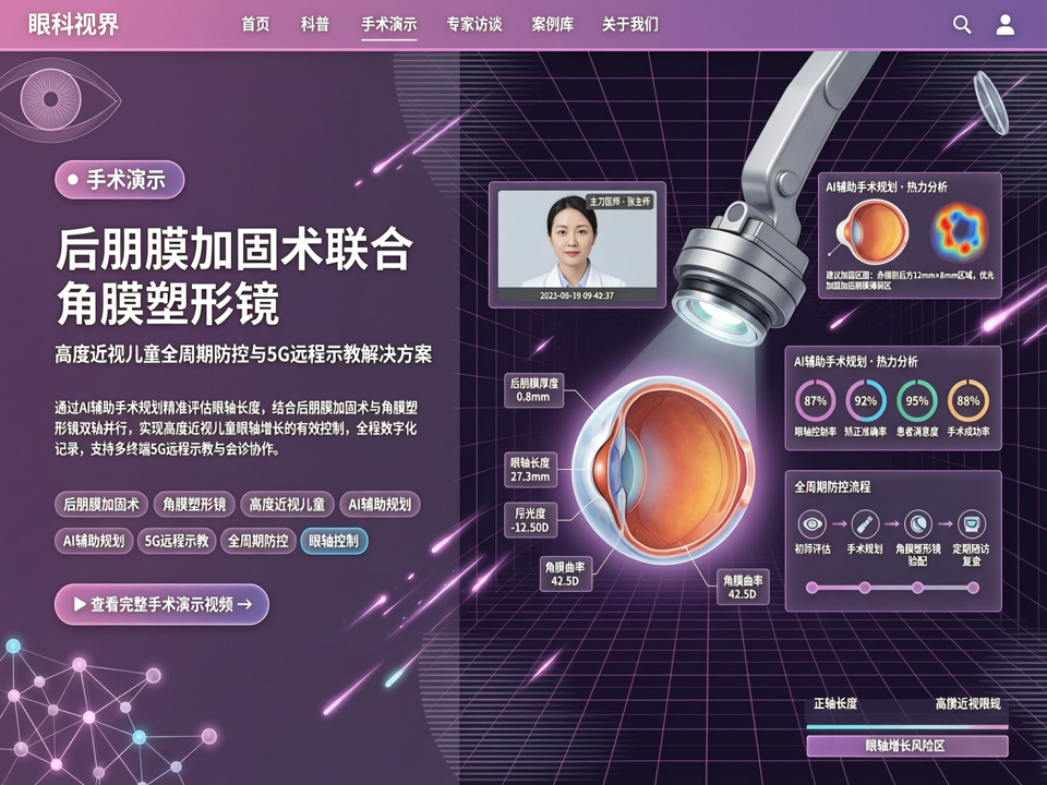 手术演示聚焦后巩膜加固术联合角膜塑形镜:高度近视儿童的全周期防控与远程示教