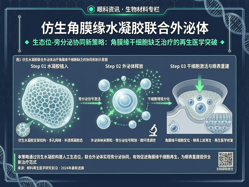 仿生角膜缘水凝胶联合外泌体:生物材料在角膜缘干细胞缺乏治疗中的“生态位-旁分泌”协同新策略